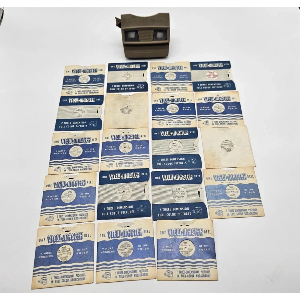 VTG GAF Viewmaster & 19 Reels: Cities, Nat'l Parks, WWII, Jerusalem & More